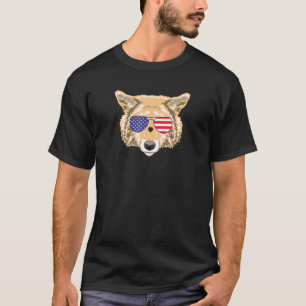 Cool Coyote Wearing Usa Flag Sunglasses Us America T-Shirt