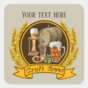 Cool Craft beer add text Square Sticker