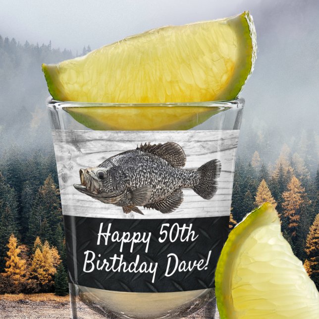 Cool Crappie Fishing 50th Birthday Fun Fish Shot Glass (Creator Uploaded)