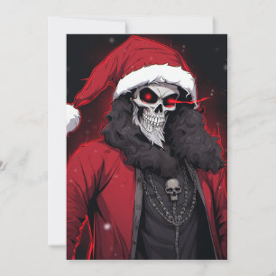 Cool Creepy Anime Cartoon Santa Skull Zombie Demon Holiday Card