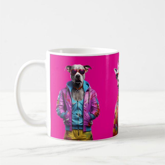 Cool Crew – Color-Pop Animal Squad Hot Pink Coffee Mug (Left)