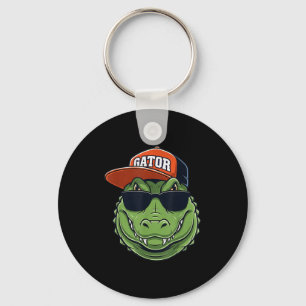 Cool Crocodile Animal Gator Graphic With Cap And S Key Ring