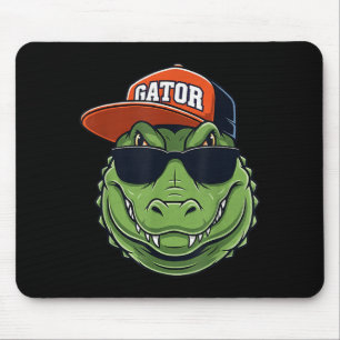 Cool Crocodile Animal Gator Graphic With Cap And S Mouse Pad