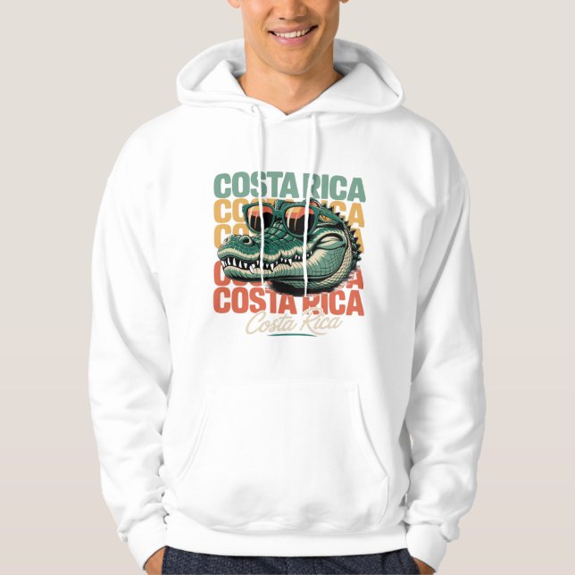 Cool Crocodile Costa Rica Retro T-Shirt Design Hoodie (Front)