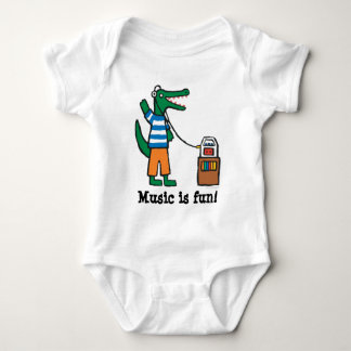 Cool Crocodile Listens to Music Baby Bodysuit