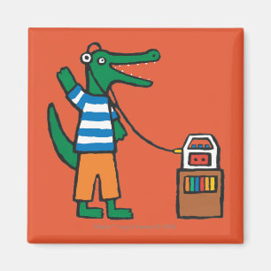 Cool Crocodile Listens to Music Magnet