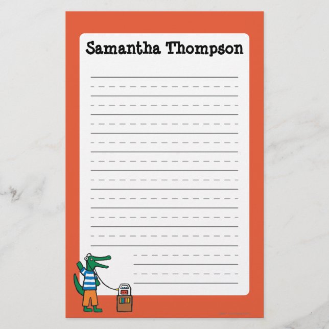 Cool Crocodile Listens to Music Stationery (Front)