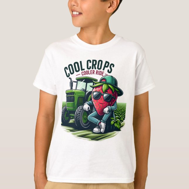 Cool Crops, Cooler Ride Funny Tractor T-Shirt (Front)