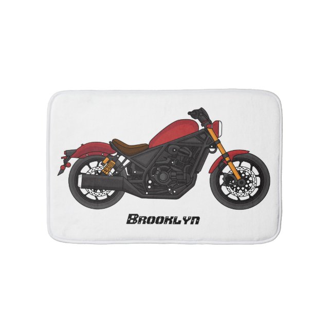 Cool cruiser style motorcycle bath mat (Front)