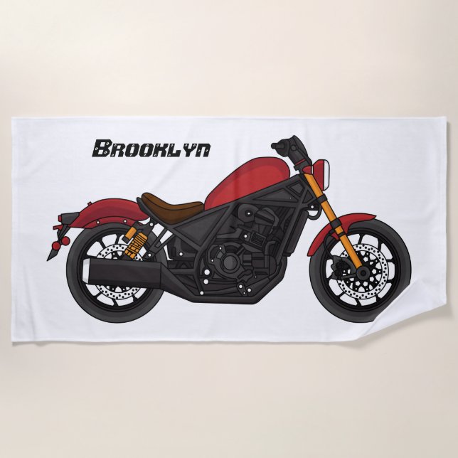 Cool cruiser style motorcycle beach towel (Front)