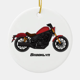 Cool cruiser style motorcycle ceramic tree decoration