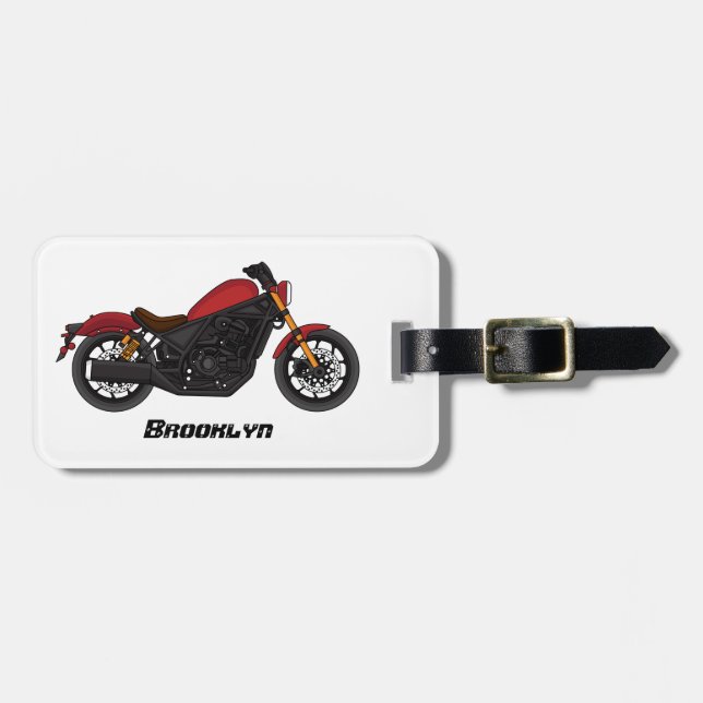 Cool cruiser style motorcycle luggage tag (Front Horizontal)