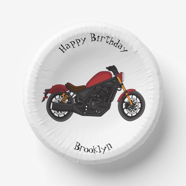 Cool cruiser style motorcycle paper plate (Front)