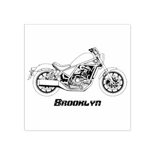 Cool cruiser style motorcycle rubber stamp
