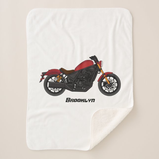 Cool cruiser style motorcycle sherpa blanket (Front)
