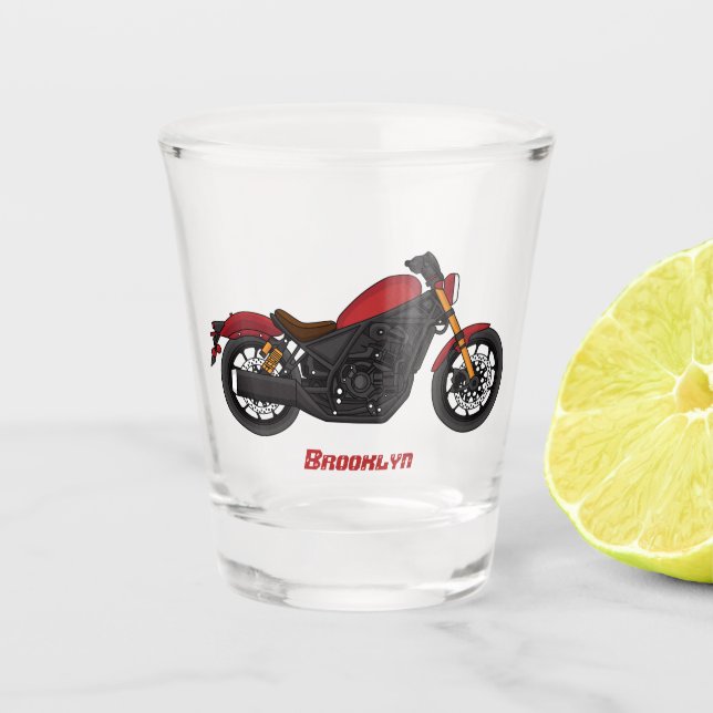 Cool cruiser style motorcycle  shot glass (Front)