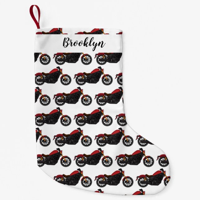 Cool cruiser style motorcycle small christmas stocking (Front)