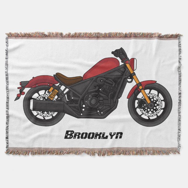Cool cruiser style motorcycle throw blanket (Front)