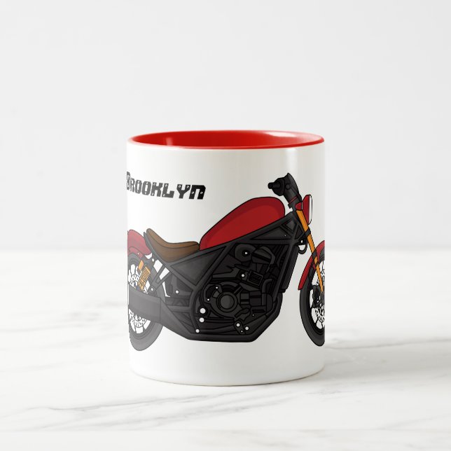 Cool cruiser style motorcycle  Two-Tone coffee mug (Center)