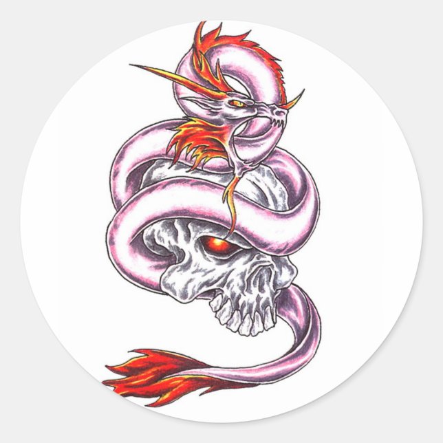 Cool  Crystal Dragon and Skull  style sticker (Front)