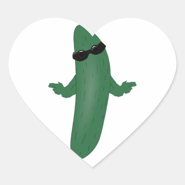 Cool Cucumber Heart Sticker (Front)