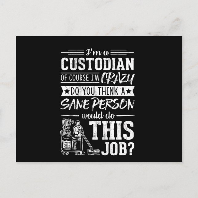Cool Custodian Is A Funny As Awesome Gifts Postcard (Front)