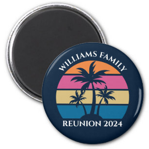 Cool Custom Beach Party Blue Palm Trees Magnet