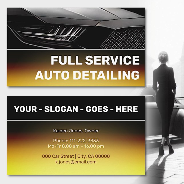 Cool Custom Golden Chrome Black Car Service Business Card (Creator Uploaded)