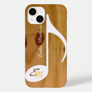 cool custom musical note on wood, rustic Case-Mate iPhone 14 case