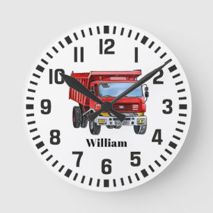 Cool Custom Name Construction Dump Truck  Round Clock