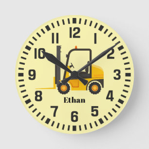 Cool Custom Name Forklift Round Clock