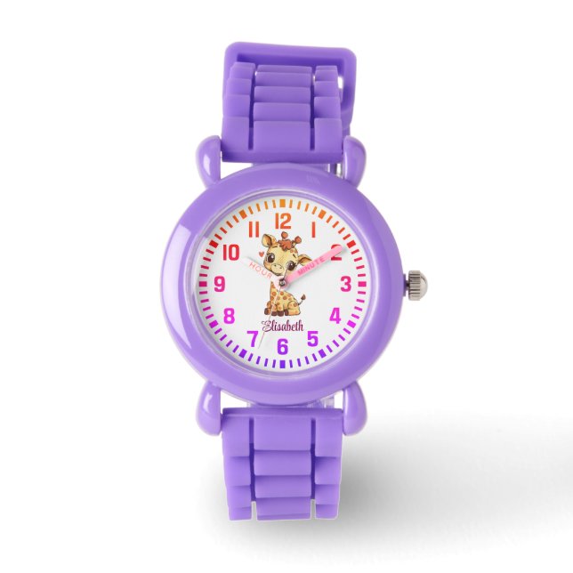 Cool Custom Name Little Giraffe Watch (Front)