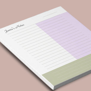 Cool Custom Name Modern Khaki Purple Pastel Lined Notepad