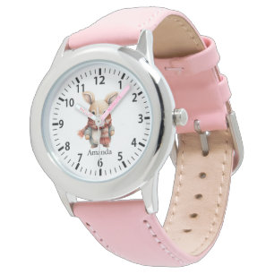 Cool Custom Name Rabbit with Scarf Watch
