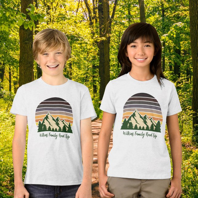 Cool Custom Road Trip Forest Sunset Kids Tri-Blend Shirt (Creator Uploaded)