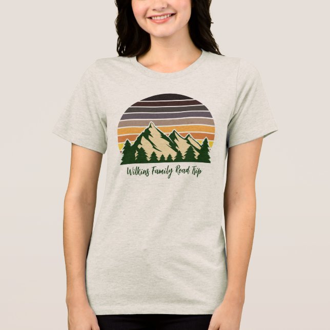 Cool Custom Road Trip Forest Sunset Women's Tri-Blend Shirt (Front)