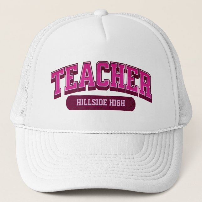 Cool Custom School Modern Teacher Trendy Stylish Trucker Hat (Front)
