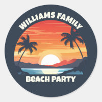 Cool Custom Sunrise Palm Trees Beach Party Blue