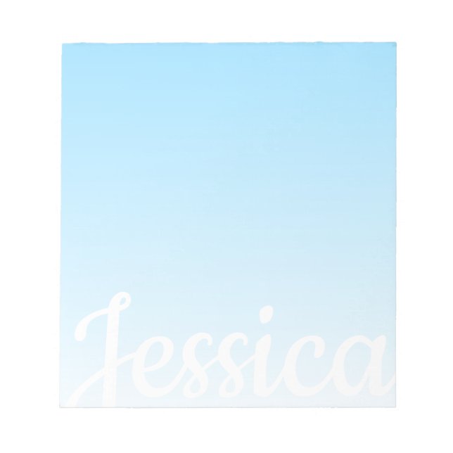 Cool Customisable Sky Blue Ombre & Your Script Notepad (Front)
