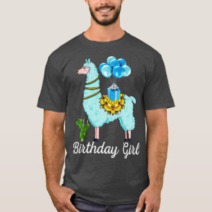 Cool Cute Alpaca Llama Cactus Girls Birthday Party T-Shirt