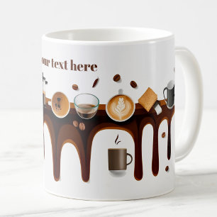 Cool cute array of coffee drinks personalised text mug
