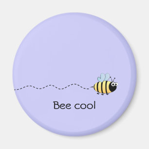 Cool cute bee cartoon funny pun purple magnet