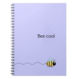 Cool cute bee cartoon pun purple spiral notebook