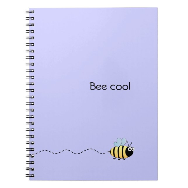 Cool cute bee cartoon pun purple spiral notebook (Front)