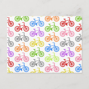 Cool cute bicycle pattern colourful seamless postcard