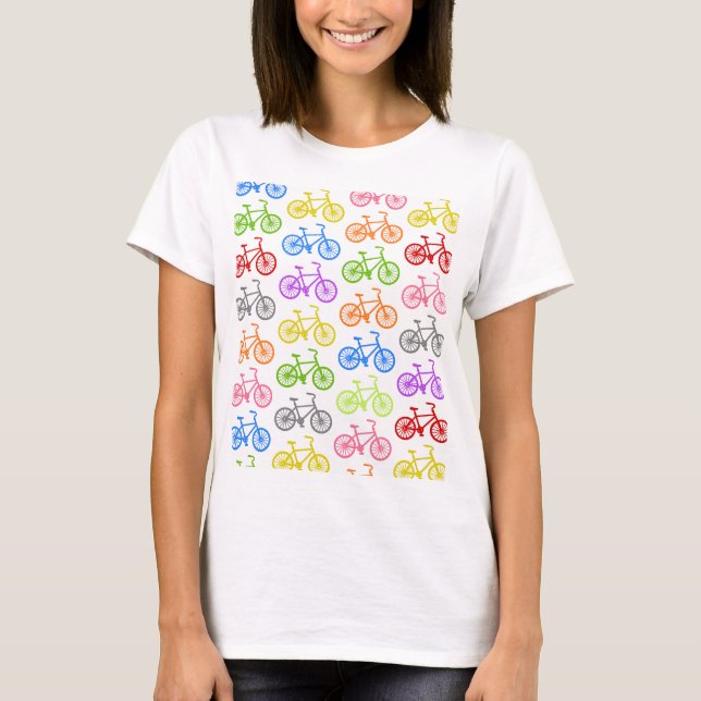 Cool cute bicycle pattern colourful seamless T-Shirt (Front)