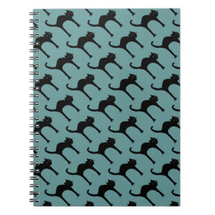 cool cute black cat pattern spiral notebook