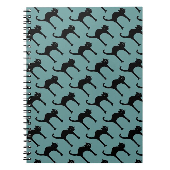 cool cute black cat pattern spiral notebook (Front)
