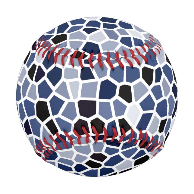 Cool Cute Blue Geometric Pattern Baseball (Front)