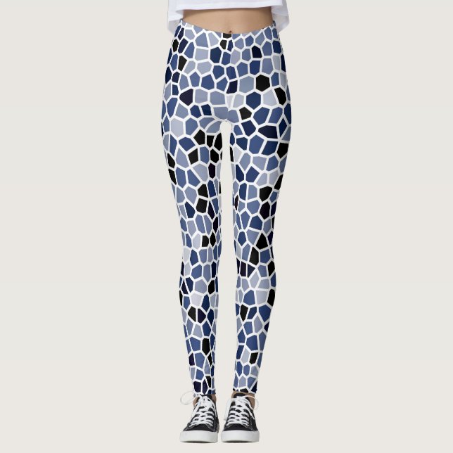 Cool Cute Blue Geometric Pattern Leggings (Front)